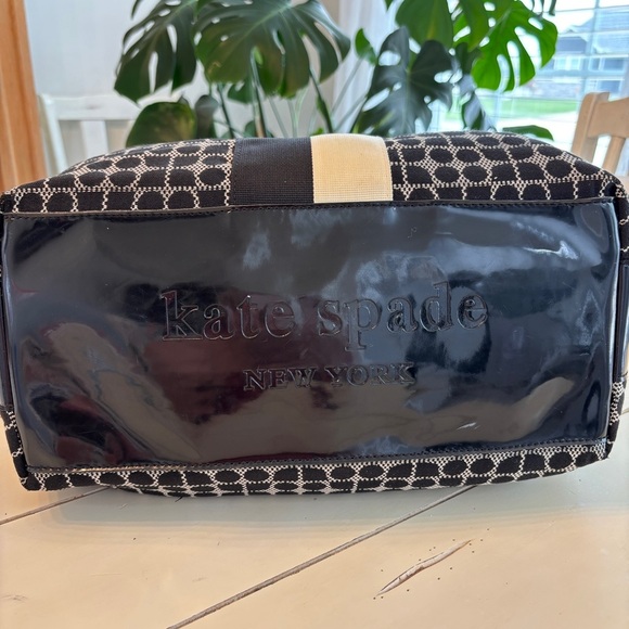 Kate Spade New York Stevie Satchel Black Cream Stripe Designer Handbag - Picture 6 of 12